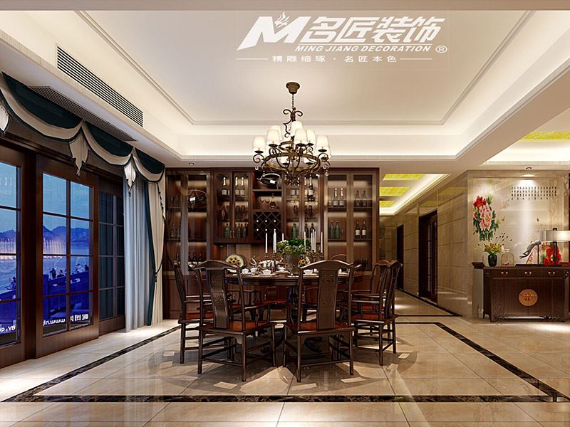 揭阳市港泰豪庭新中式风格四居室装修案例