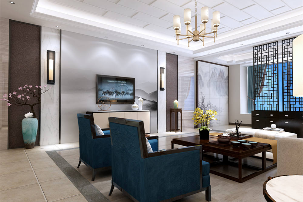 柳州201-300平米新中式风格大信海岸家园室内装修设计案例