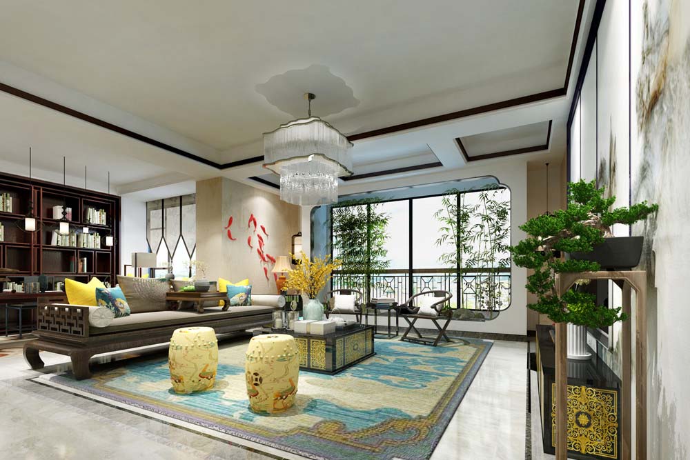 惠州201-300平米新中式风格景安花园室内设计效果图