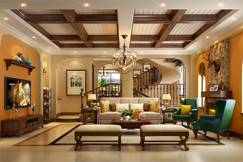 梧州201-300平米美式风格碧桂园室内装修设计案例