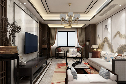 安顺100平米以下新中式风格智业公寓室内装修设计案例