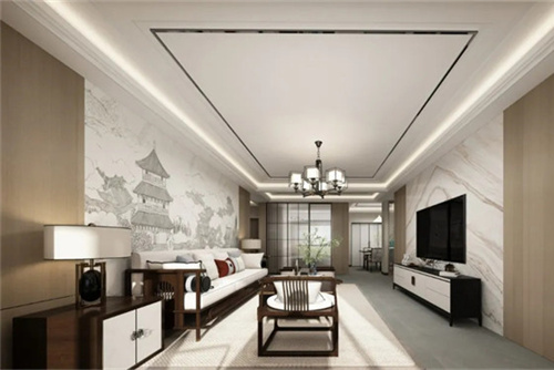 桂林市广汇湖光山色新中式风格三居室装修案例