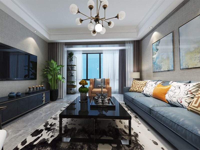 宁波市保利印江南现代风格三居室装修案例