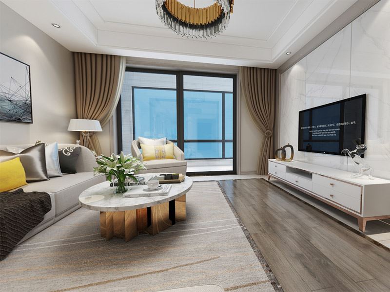 宁波市黄金海岸现代简约风格三居室装修案例