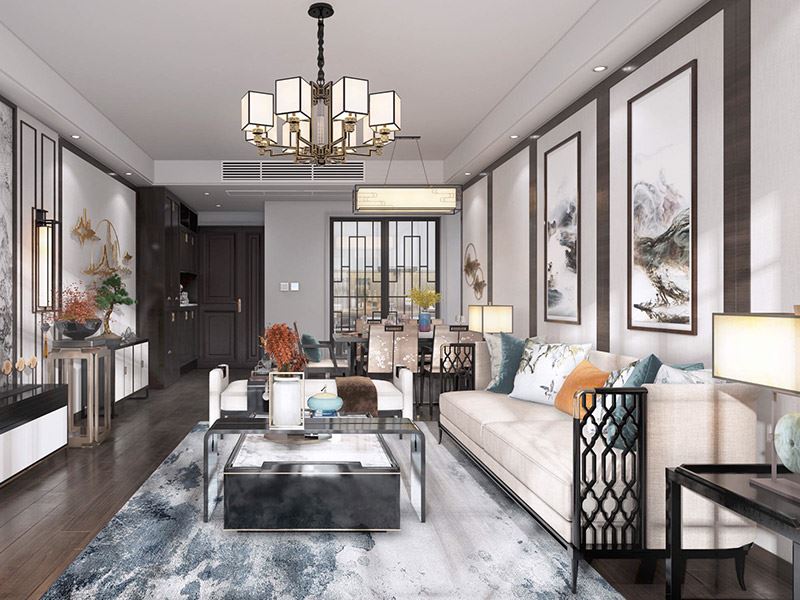 内江市金科公园王府新中式风格三居室装修案例