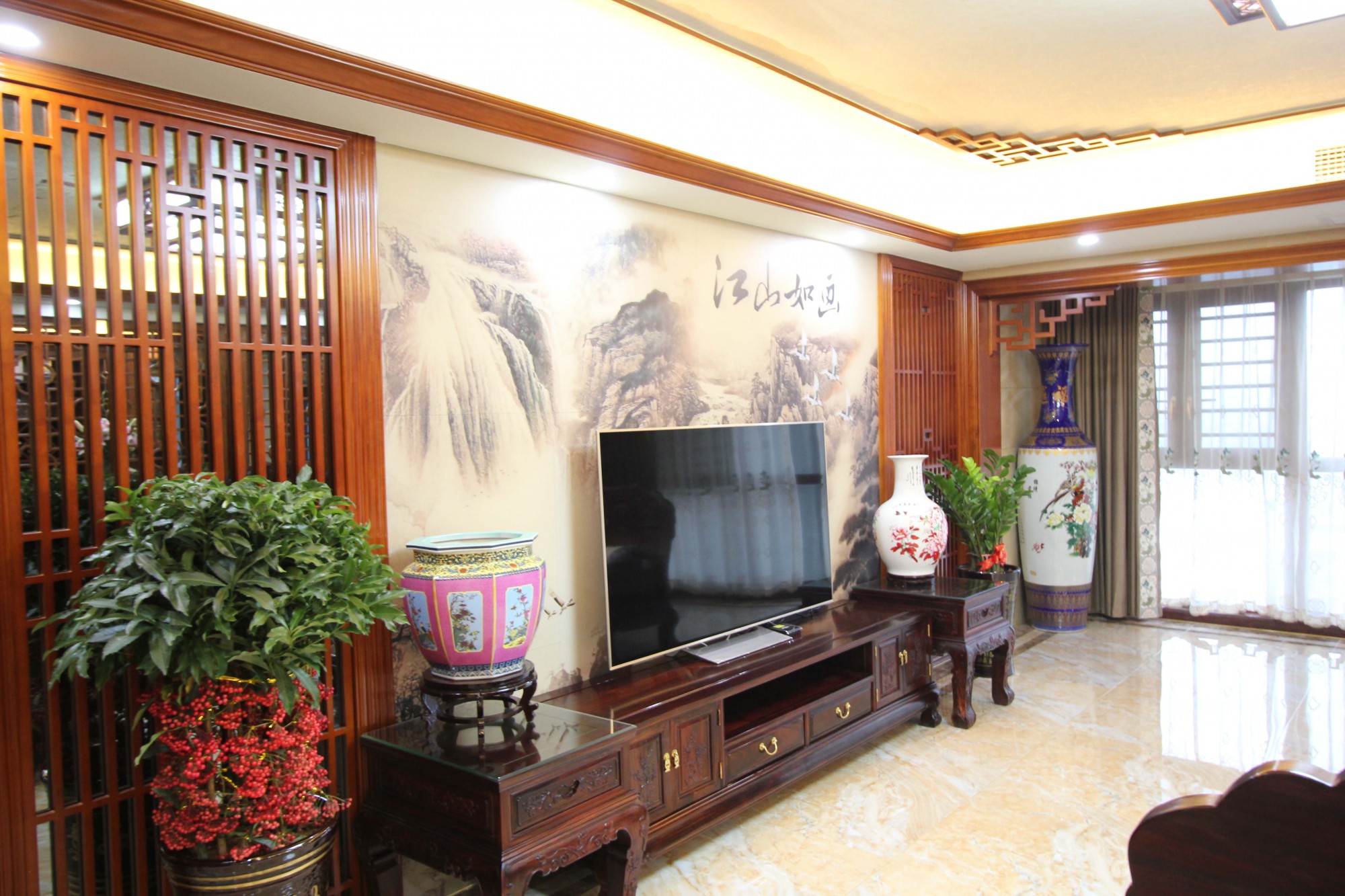 绵阳市景福花园新中式风格五居室装修案例