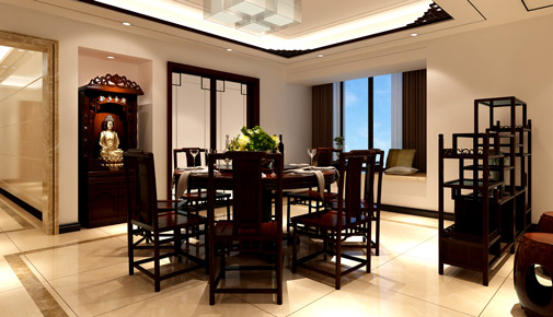 内江市碧桂园天悦府新中式风格三居室装修案例