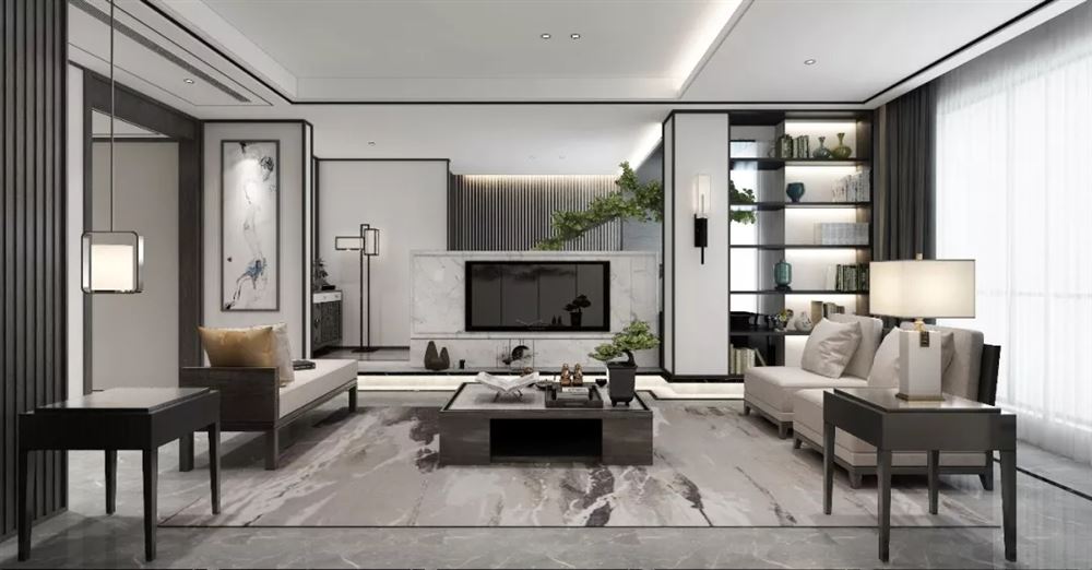 广州市创基天峰新中式风格三居室装修案例