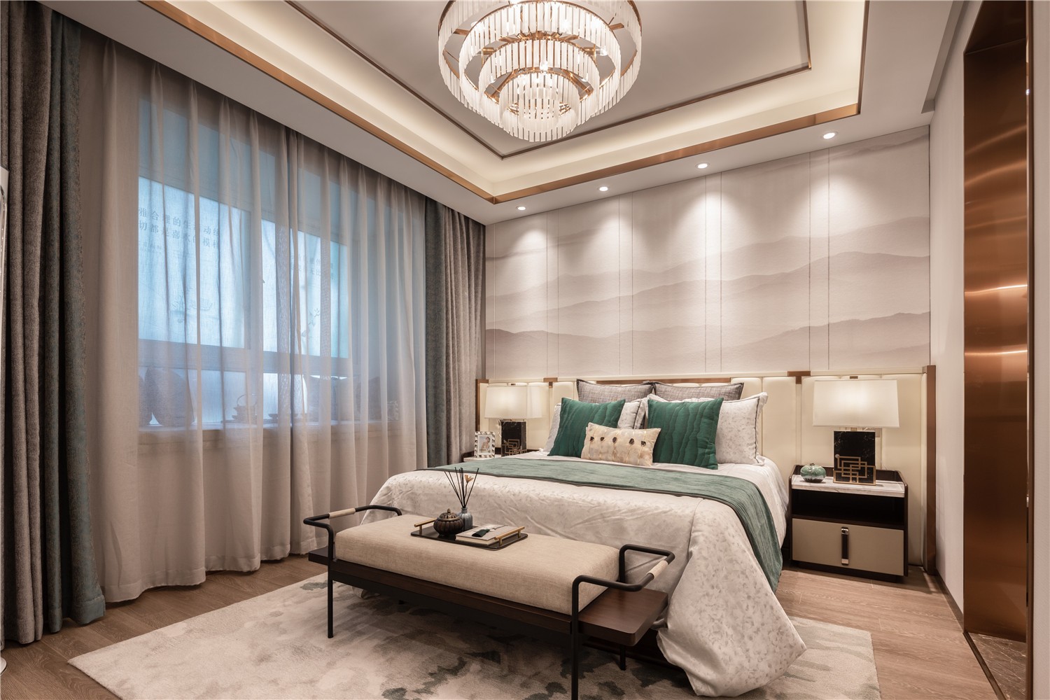 新中式风格别墅高端装修设计-卧室