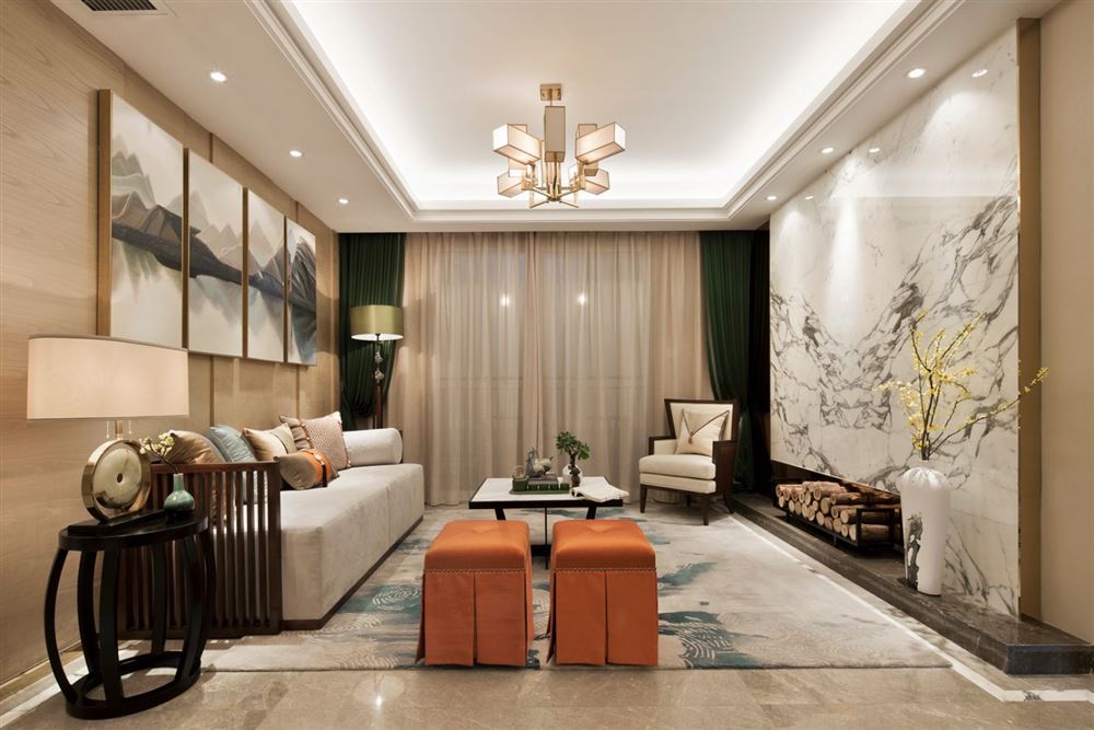 湛江市广东樟树湾新中式风格四居室装修案例