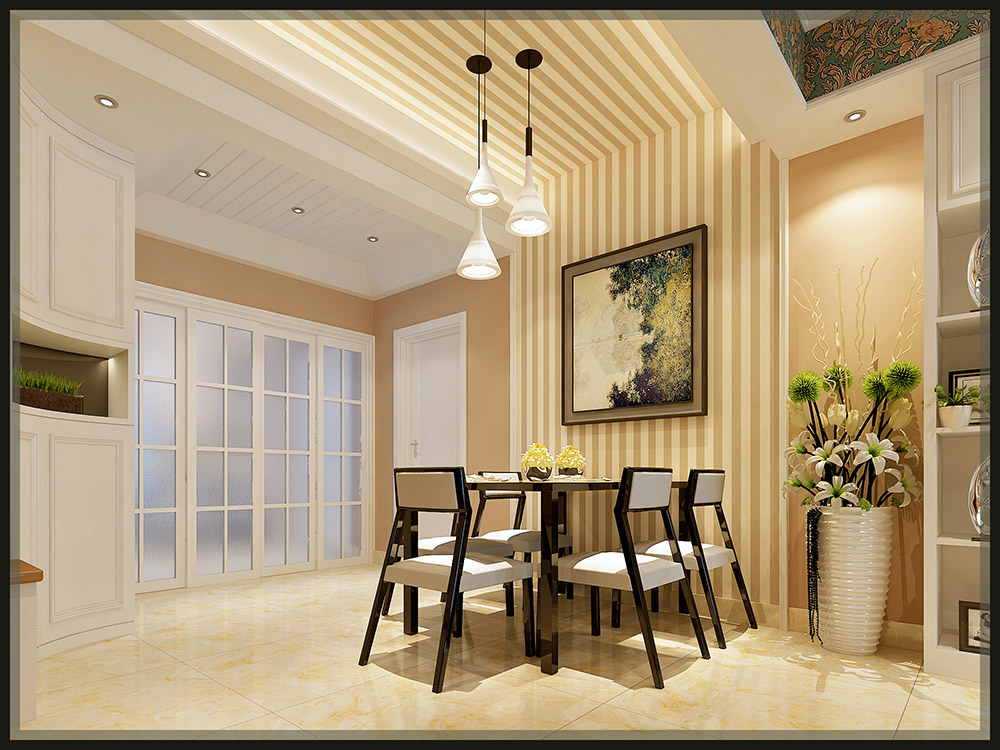 轻奢风格室内装修效果图-昌南名都三居140平米-餐厅