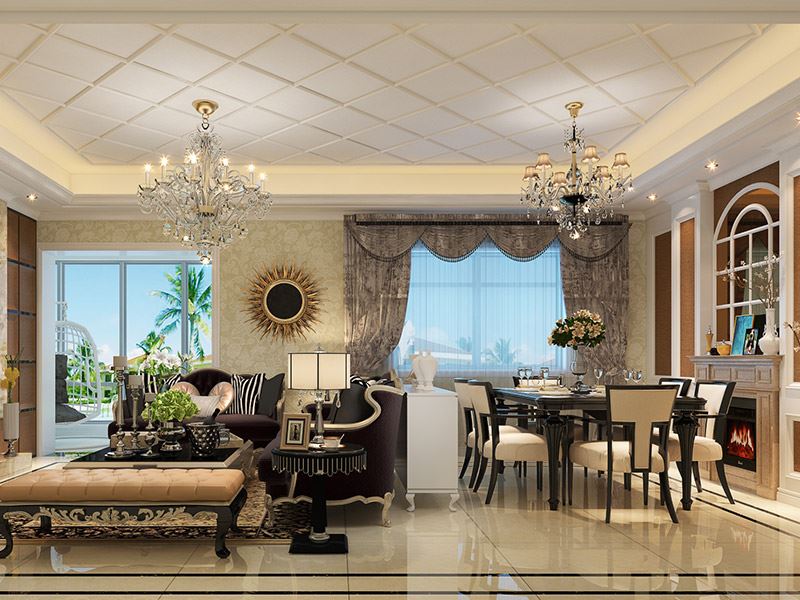 内江市世茂璀璨悦府欧式风格三居室装修案例