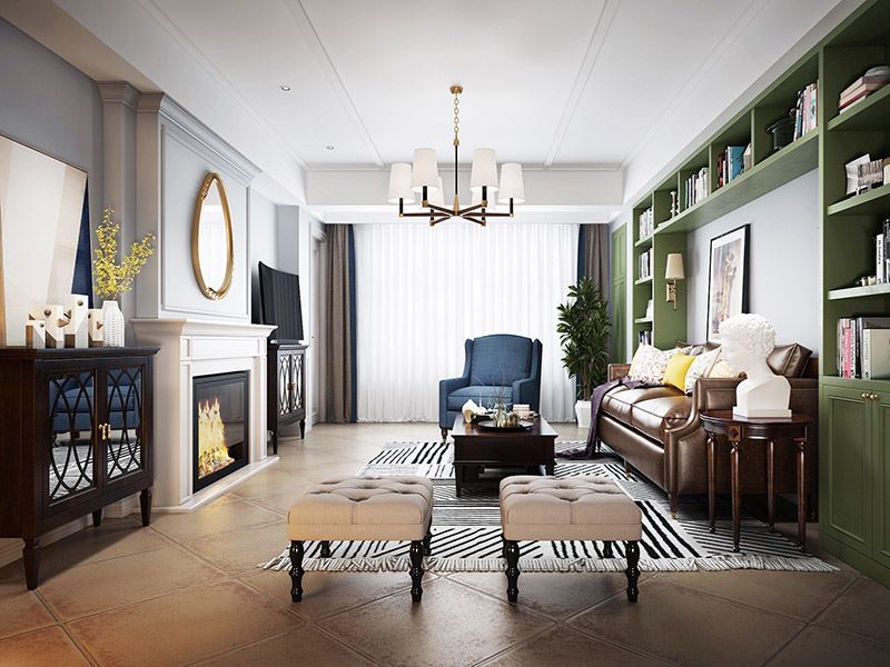 内江市金科公园王府美式风格三居室装修案例