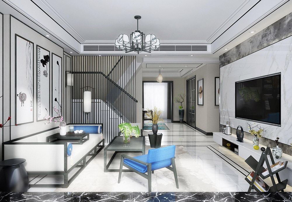 保山市瑞隆双子座新中式风格别墅装修案例