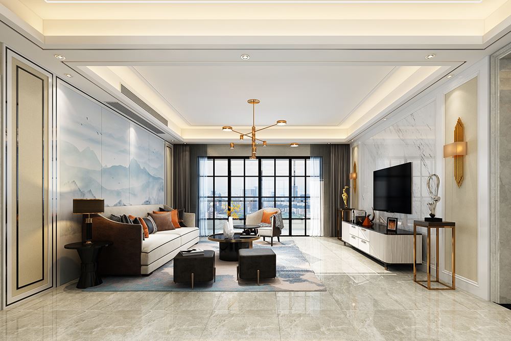 梅州市长兴楼现代简约风格四居室装修案例