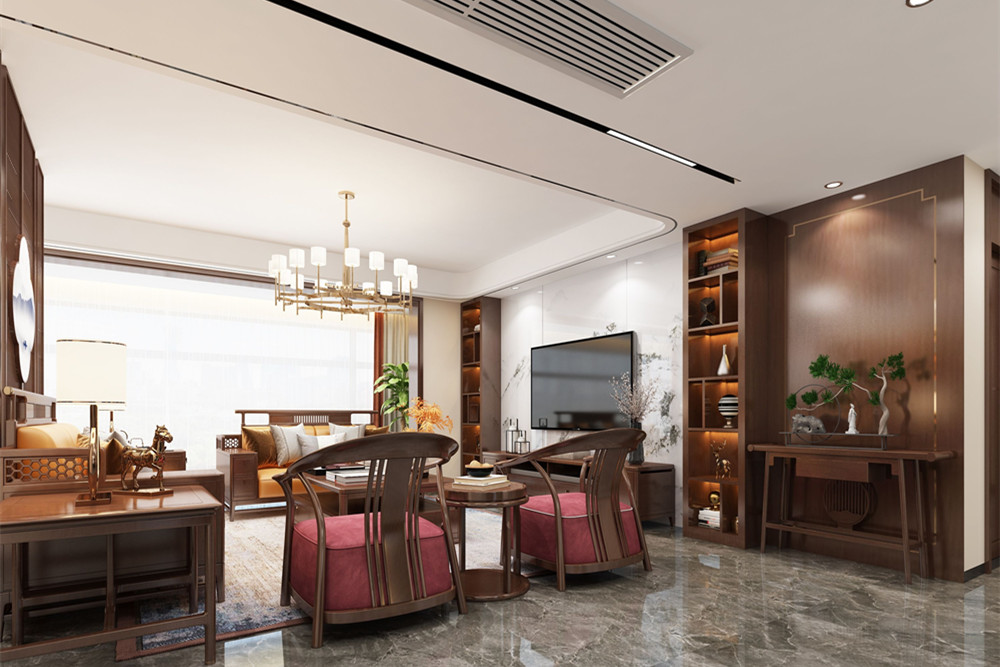 桂林市国际苑新中式风格三居室装修案例