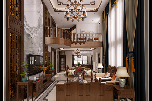 玉林301平米以上新中式风格伴山壹号室内装修设计案例