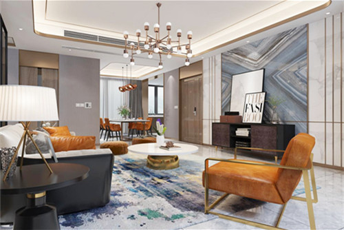 自贡市A315安置房轻奢风格三居室装修案例