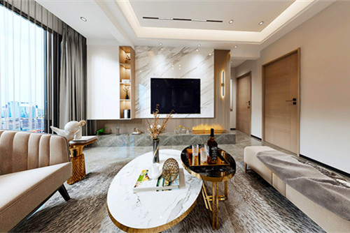 自贡市步步高润达国际城轻奢风格三居室装修案例