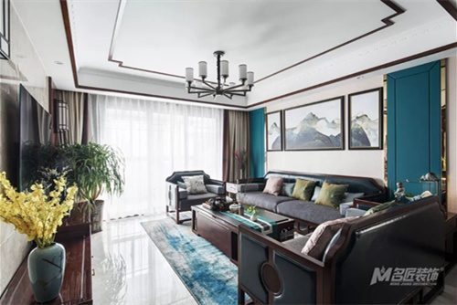 常州市滨江明珠城新中式风格三居室装修案例