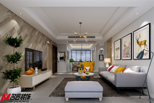 宁波市江星公寓现代简约风格三居室装修案例