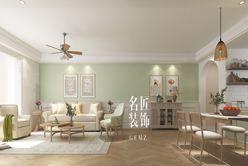 桂林市奥林匹克花园田园风格三居室装修案例