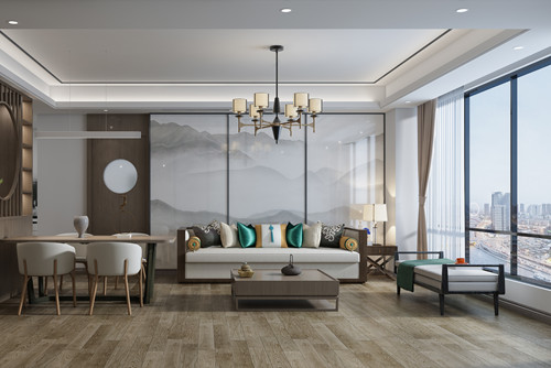 广州市远洋招商保利东湾新中式风格二居室装修案例
